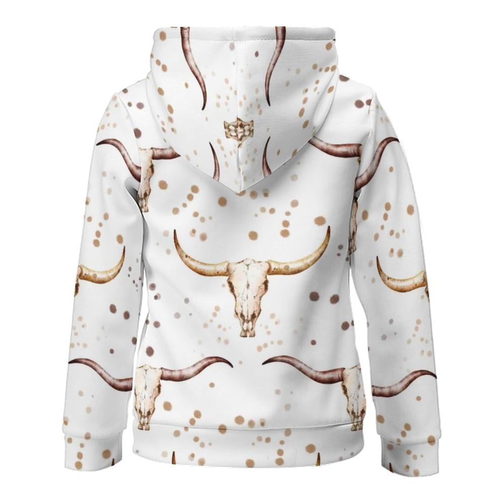 Unisex Kinder Sweatshirt Western Bull Jungen Mädchen Kapuzenpullover Hoodie Kangaroo Tasche Pullover Sweatshirt für Jungen und Mädchen – Bild 5