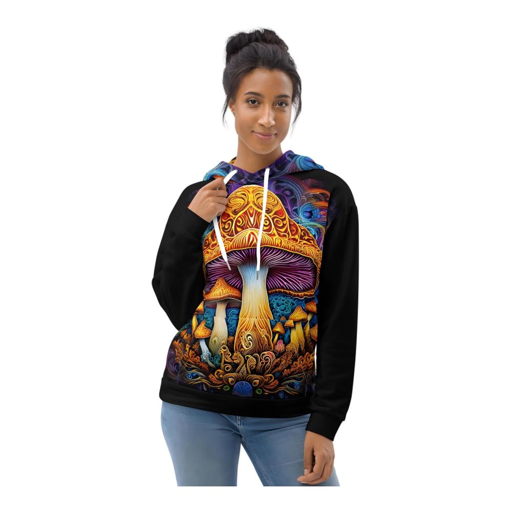 Fungus & Amongus | Unisex Hoodie | Psychedelic Cosmic Cap Motif | Ökologische umweltfreundliche weiche und coole Sweatjacke für Männer und Frauen – Bild 5