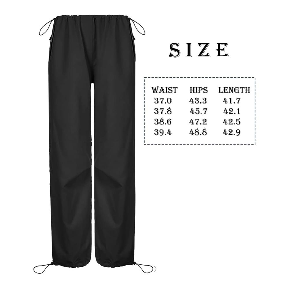 Frauen Joggerhosen elastische Y2K-Hosen weite Cargo-Hosen Parachute-Hosen Hippie-Loungehosen Frauenhosen mit Gummizug Outdoor-Hiking-Hosen bequeme Freizeithosen – Bild 3