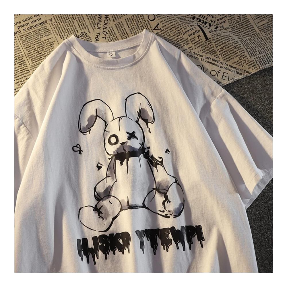 Gruselige Puppe Bunny Goth T-Shirt Frauen Sommer Grunge Hipster Oberteile Gothic Rock Klamotten – Bild 4