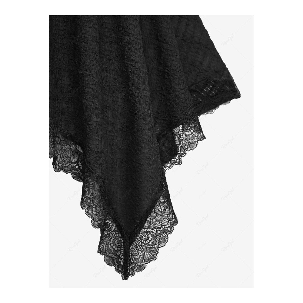 Damen Oberteil Plus Size ROSA GAL Frauen Crinkle Spitze Lace-up Riemen Buckle Handkerchief Saum Tank Top – Bild 5