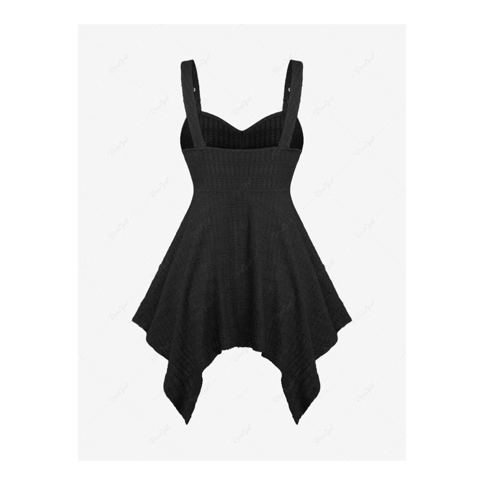 Damen Oberteil Plus Size ROSA GAL Frauen Crinkle Spitze Lace-up Riemen Buckle Handkerchief Saum Tank Top – Bild 2