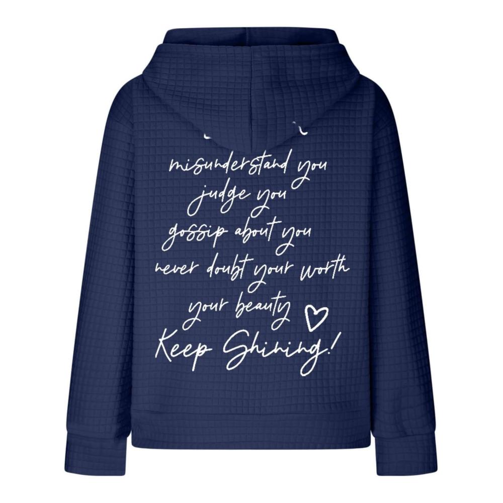 Damen Mode Herbst Winter Hoodie Langarm Frauen Casual Letter Druck Tasche Kapuze Garnet Frauenbekleidung – Bild 4