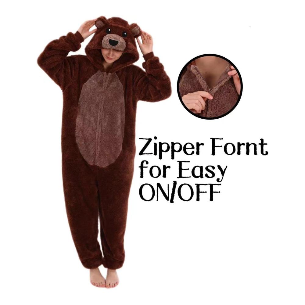 COSUSKET Snug Fit Unisex Adult Onesie Pajamas Flannel Cosplay Animal One Piece Halloween Kostüm Schlafanzug Homewear für Erwachsene – Bild 3