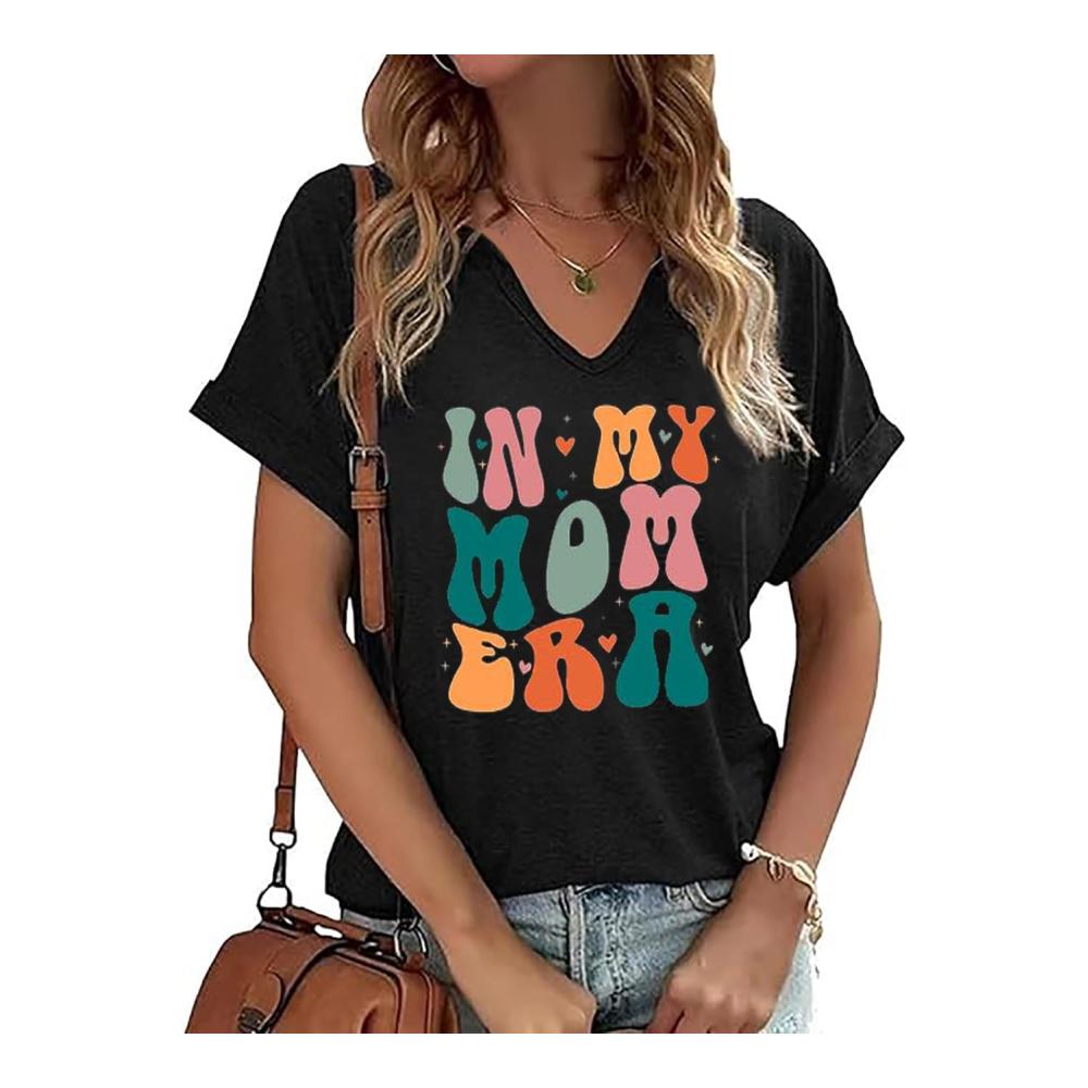 Lustige Mama Mommy Mom Bruh Damen T-Shirt Casual V-Neck Kurzarm Tee Tops Muttertag Geschenk Mama Leben T-Shirt – Bild 2