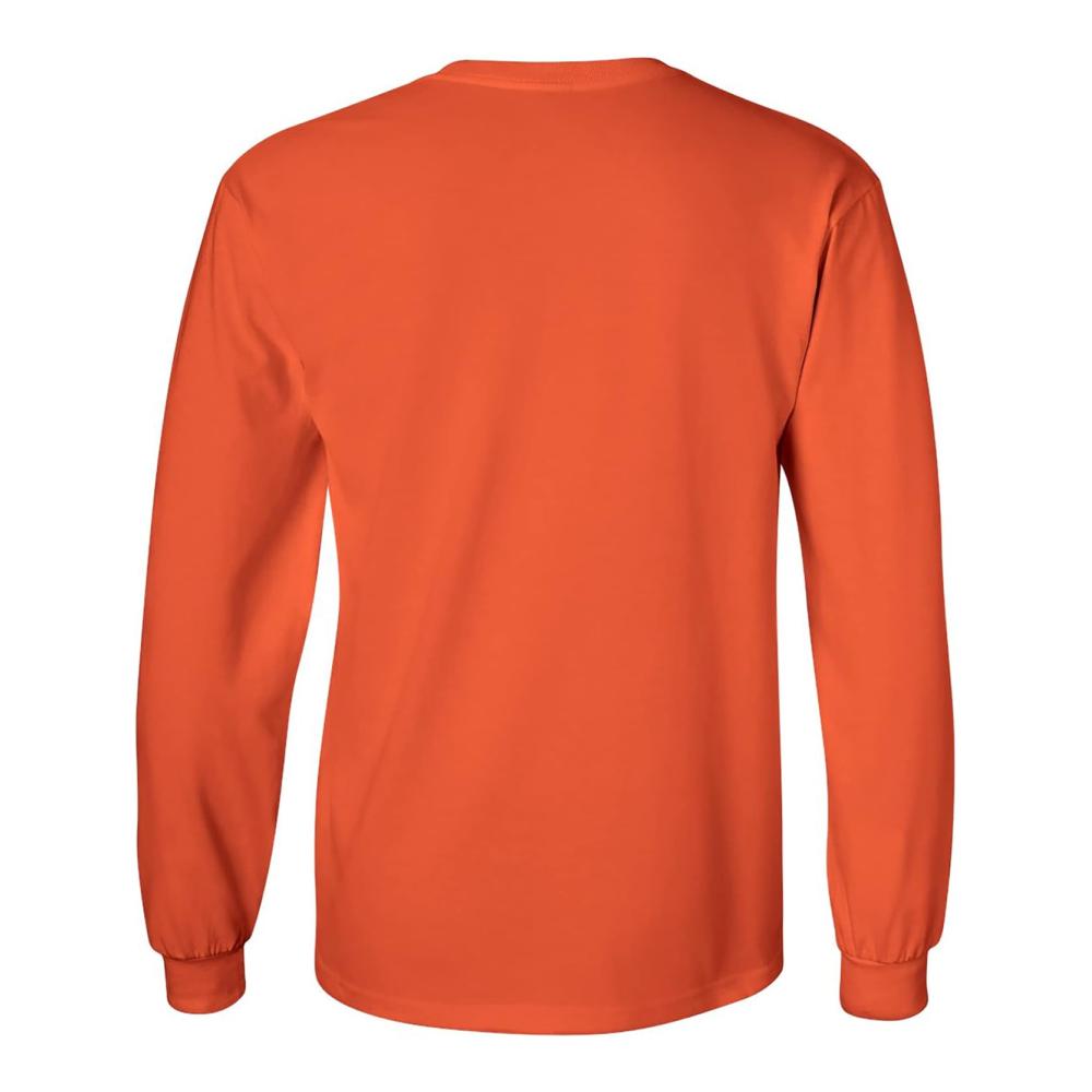 Langarm-Shirt für Erwachsene mit Jack-O-Lantern-Gesicht Halloween-Kürbis Orange – Bild 2