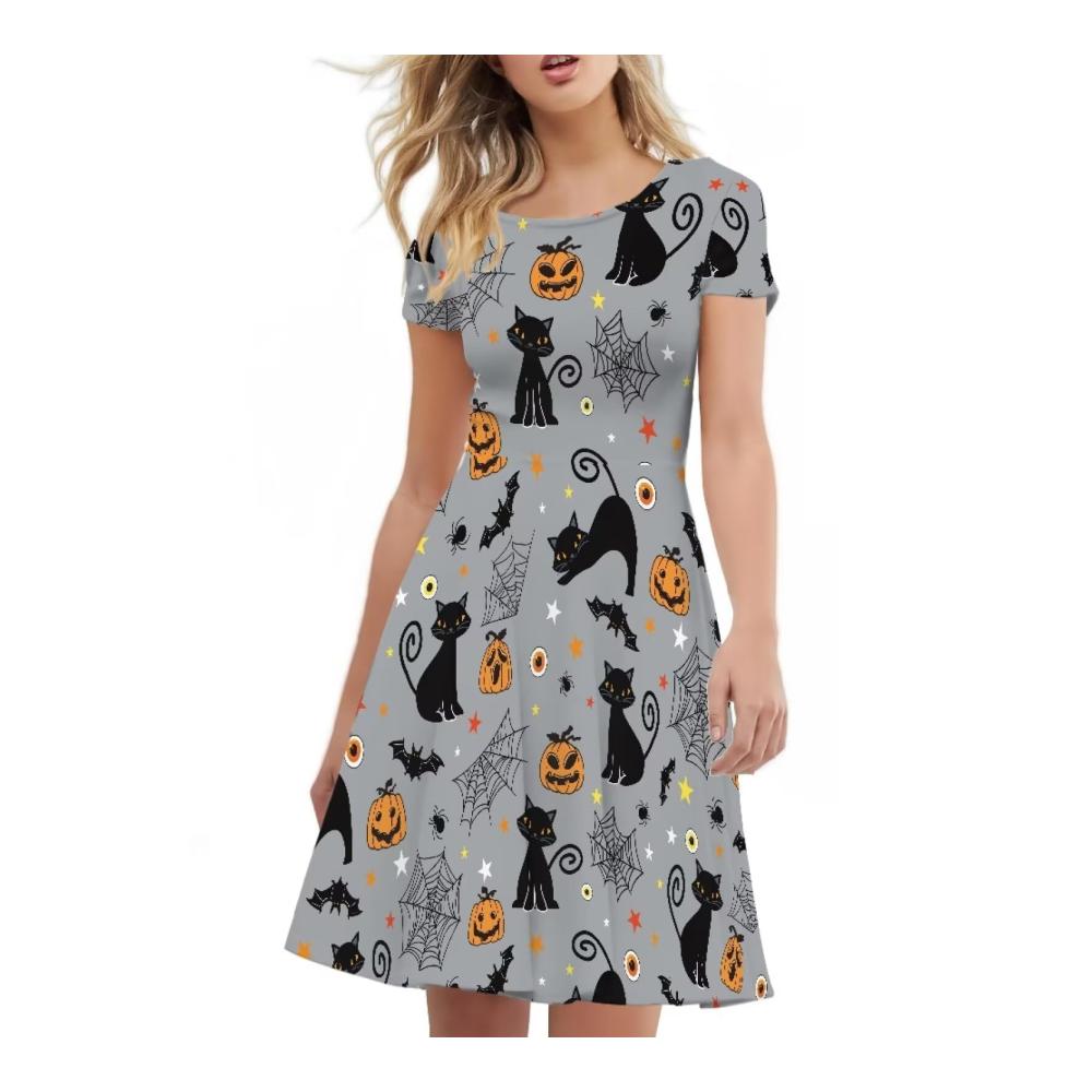 Graue Halloween-Katze Kürbis-Muster