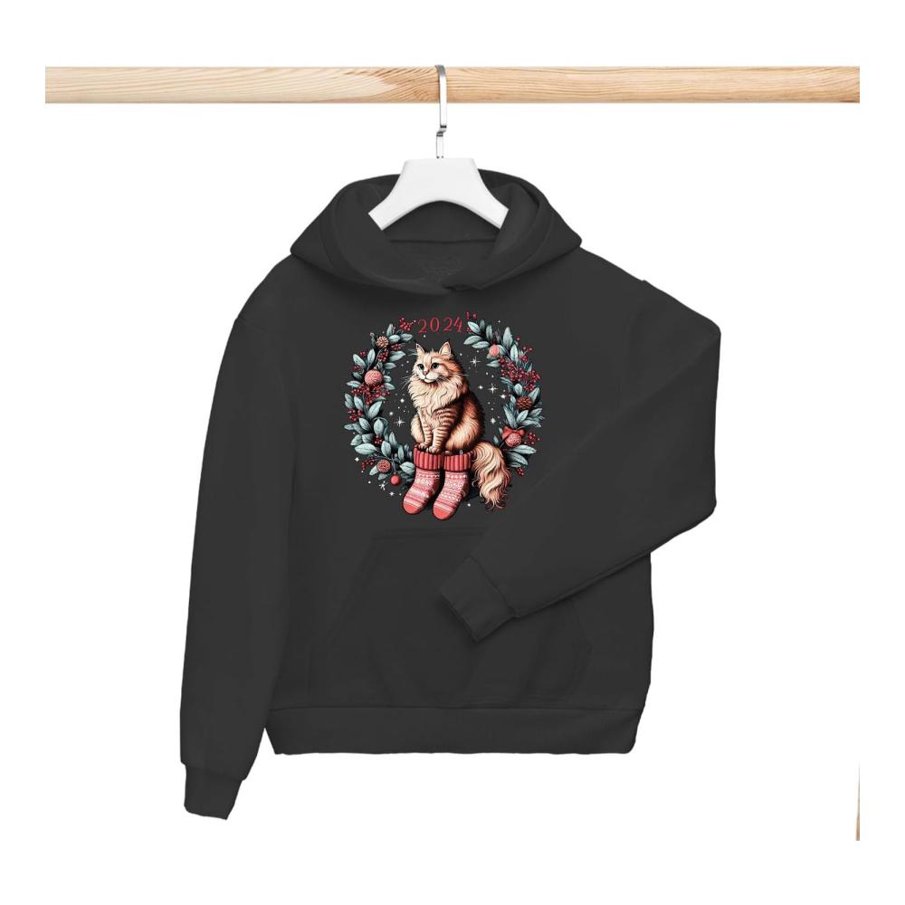 Neujahr 2024 Katzen Jugend-Shirt Hoodie Sweatshirt Meow Year Geschenk für Katzenliebhaber – Bild 4