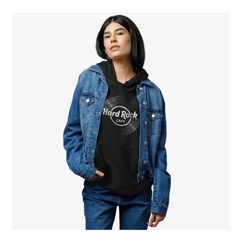 Offizielles Hard Rock Unisex Vinyl Logo Hoodie Schwarz Band Merch Musik Fan Kleidung Klassischer Kapuzenpullover – Bild 2