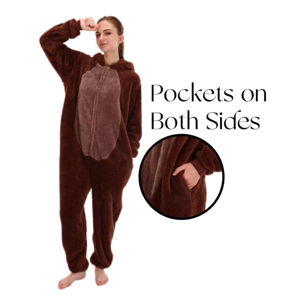COSUSKET Snug Fit Unisex Adult Onesie Pajamas Flannel Cosplay Animal One Piece Halloween Kostüm Schlafanzug Homewear für Erwachsene – Bild 4