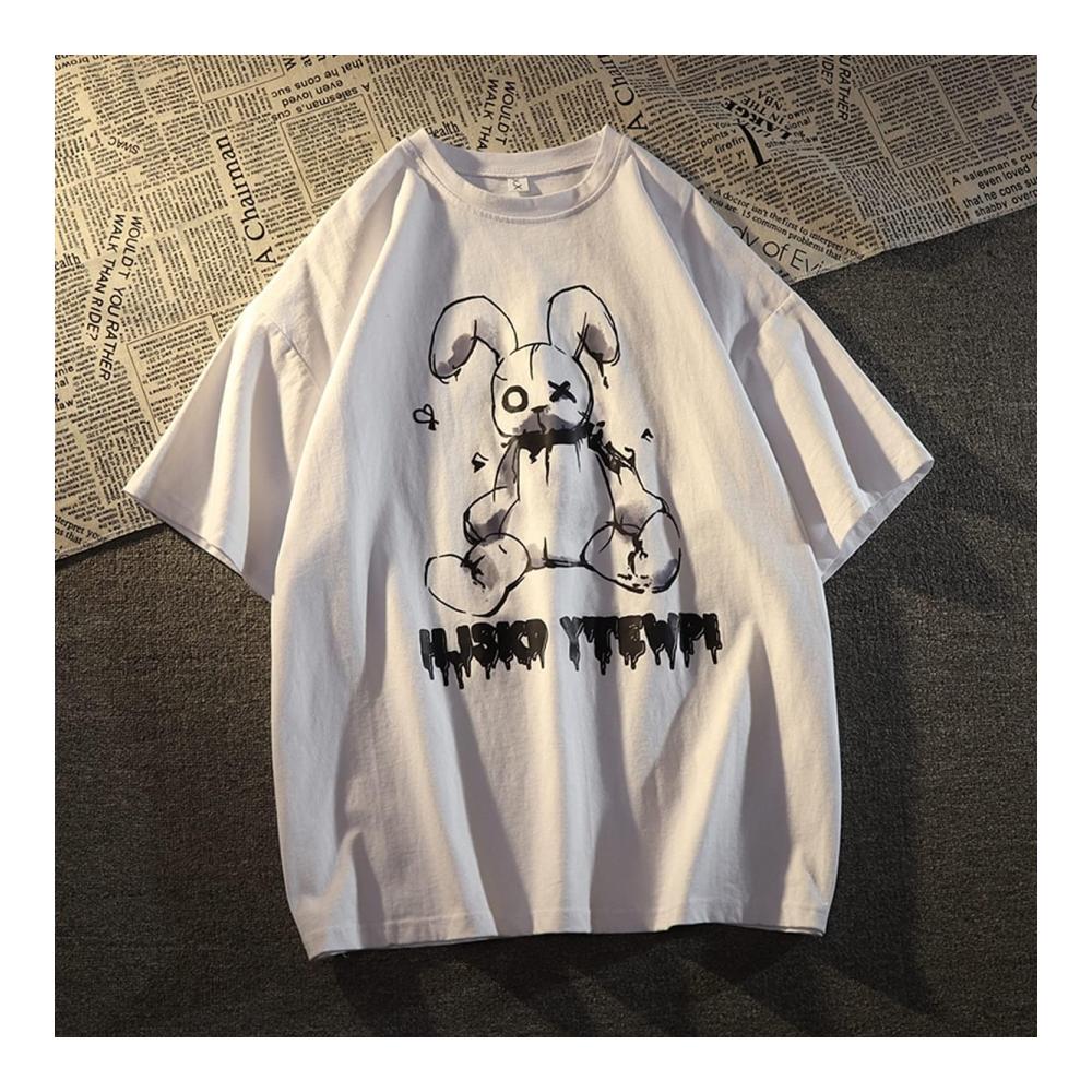 Gruselige Puppe Bunny Goth T-Shirt Frauen Sommer Grunge Hipster Oberteile Gothic Rock Klamotten – Bild 5