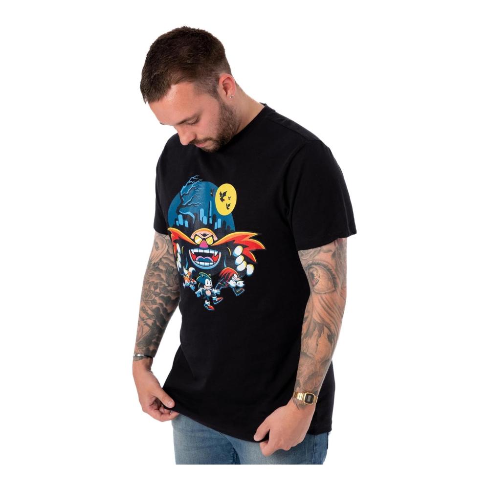 Sonic The Hedgehog Herren T-Shirt | Dr. Eggman Halloween Schwarz Kurzarm Grafik T-Shirt | Robotnik 90er Retro Spiel Merchandise | Gaming Klassiker Fanartikel – Bild 4