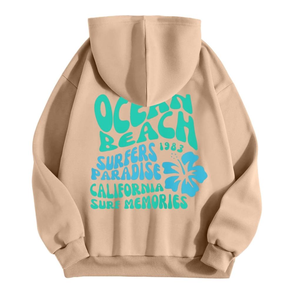 Damen Hoodie Langarm Oatmeal Hooded Sweatshirt Frauen Oversized Pullover Hoodie Frauen Sweatshirt mit Kapuze – Bild 2