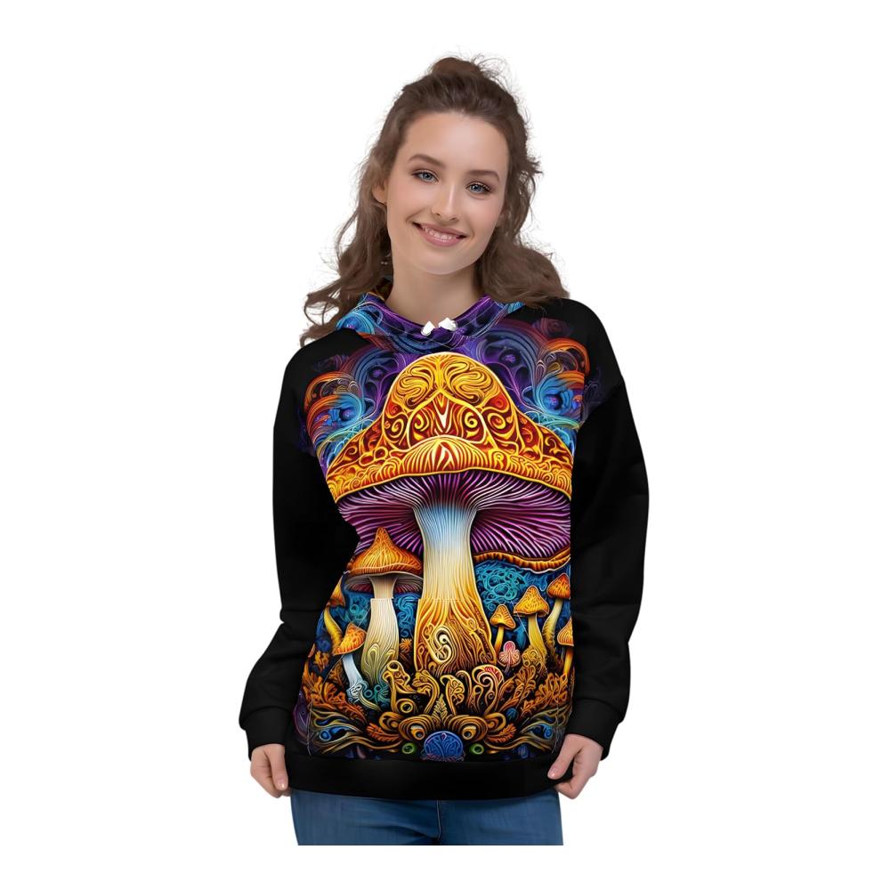 Fungus & Amongus | Unisex Hoodie | Psychedelic Cosmic Cap Motif | Ökologische umweltfreundliche weiche und coole Sweatjacke für Männer und Frauen – Bild 7