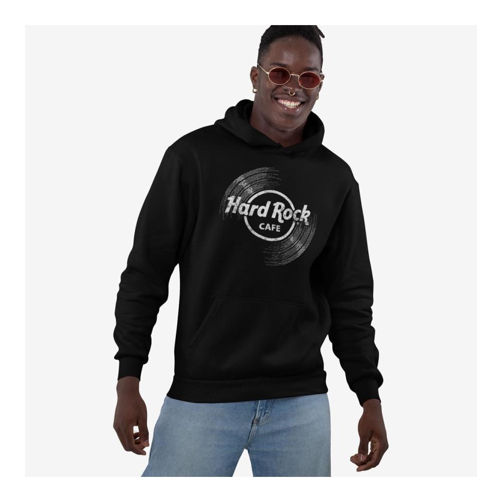 Offizielles Hard Rock Unisex Vinyl Logo Hoodie Schwarz Band Merch Musik Fan Kleidung Klassischer Kapuzenpullover – Bild 6