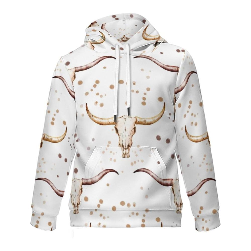 Unisex Kinder Sweatshirt Western Bull Jungen Mädchen Kapuzenpullover Hoodie Kangaroo Tasche Pullover Sweatshirt für Jungen und Mädchen – Bild 4