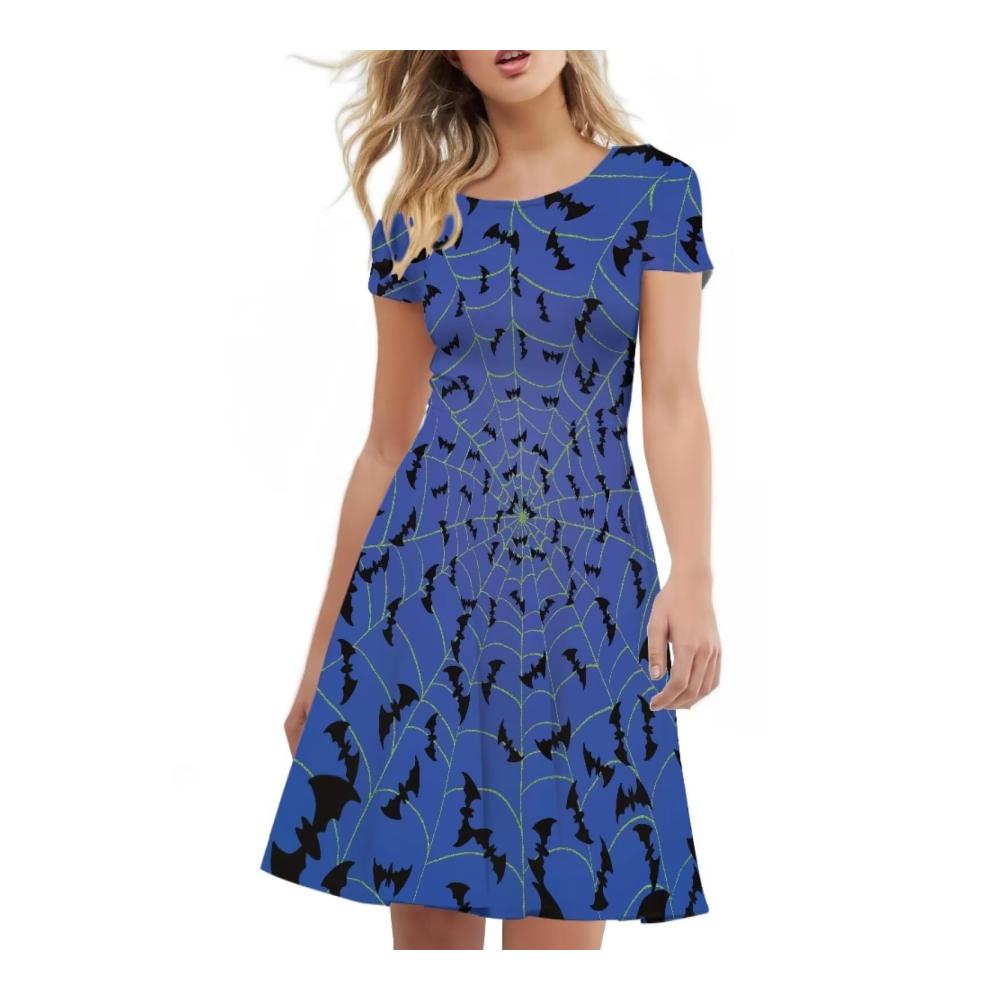 Blaue Gothic Fledermaus bedruckt