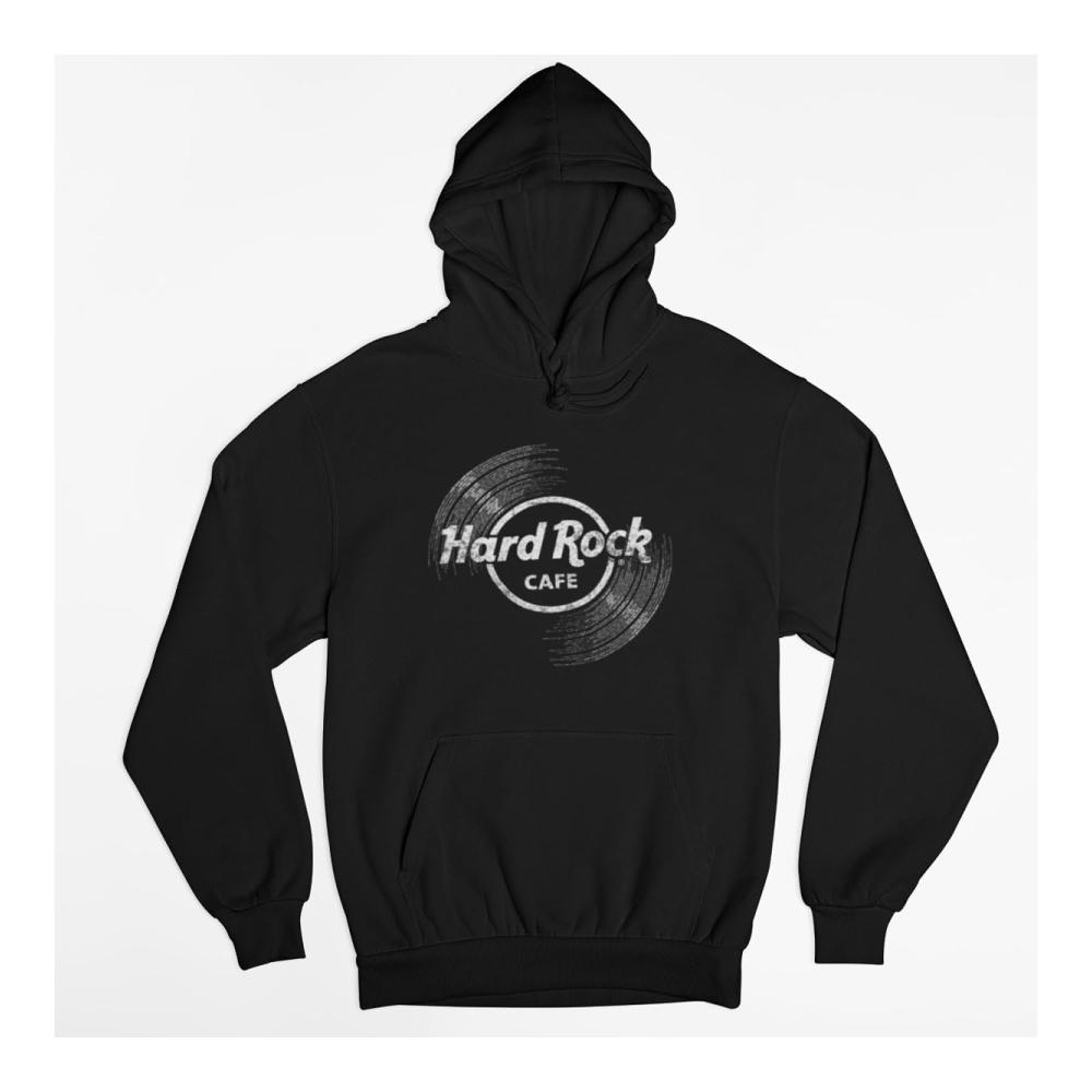 Offizielles Hard Rock Unisex Vinyl Logo Hoodie Schwarz Band Merch Musik Fan Kleidung Klassischer Kapuzenpullover – Bild 3
