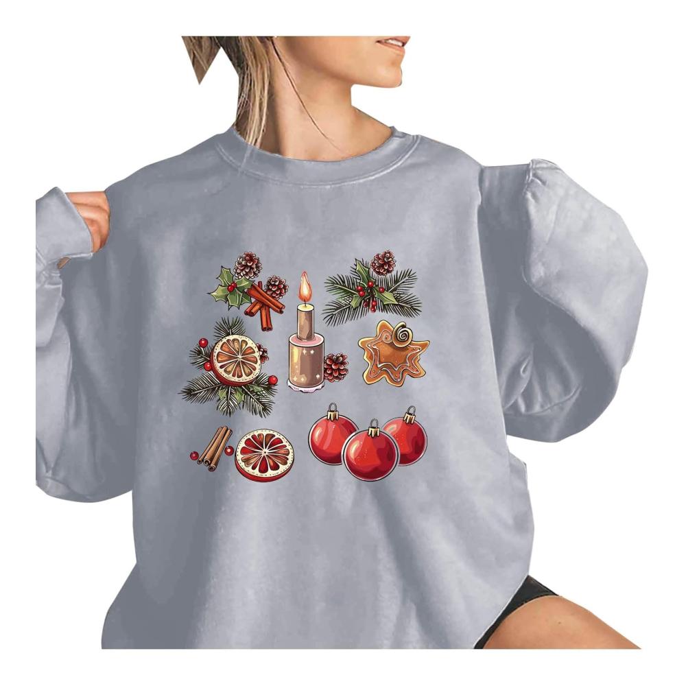 Weihnachten Langarm-Shirt Frauen lustige Grafik Sweatshirt Casual Crewneck Pullover Oberteile Winter Xmas Geschenk-Shirt Langarm-Weihnachtspullover Frauen – Bild 4