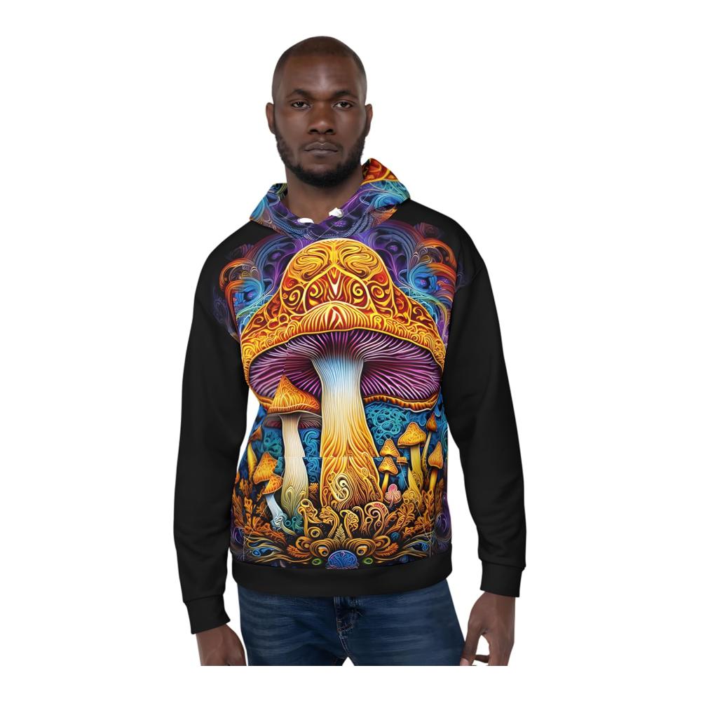 Fungus & Amongus | Unisex Hoodie | Psychedelic Cosmic Cap Motif | Ökologische umweltfreundliche weiche und coole Sweatjacke für Männer und Frauen – Bild 8
