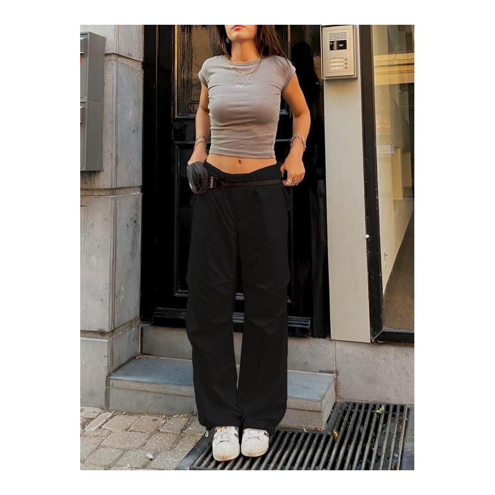 Frauen Joggerhosen elastische Y2K-Hosen weite Cargo-Hosen Parachute-Hosen Hippie-Loungehosen Frauenhosen mit Gummizug Outdoor-Hiking-Hosen bequeme Freizeithosen – Bild 7