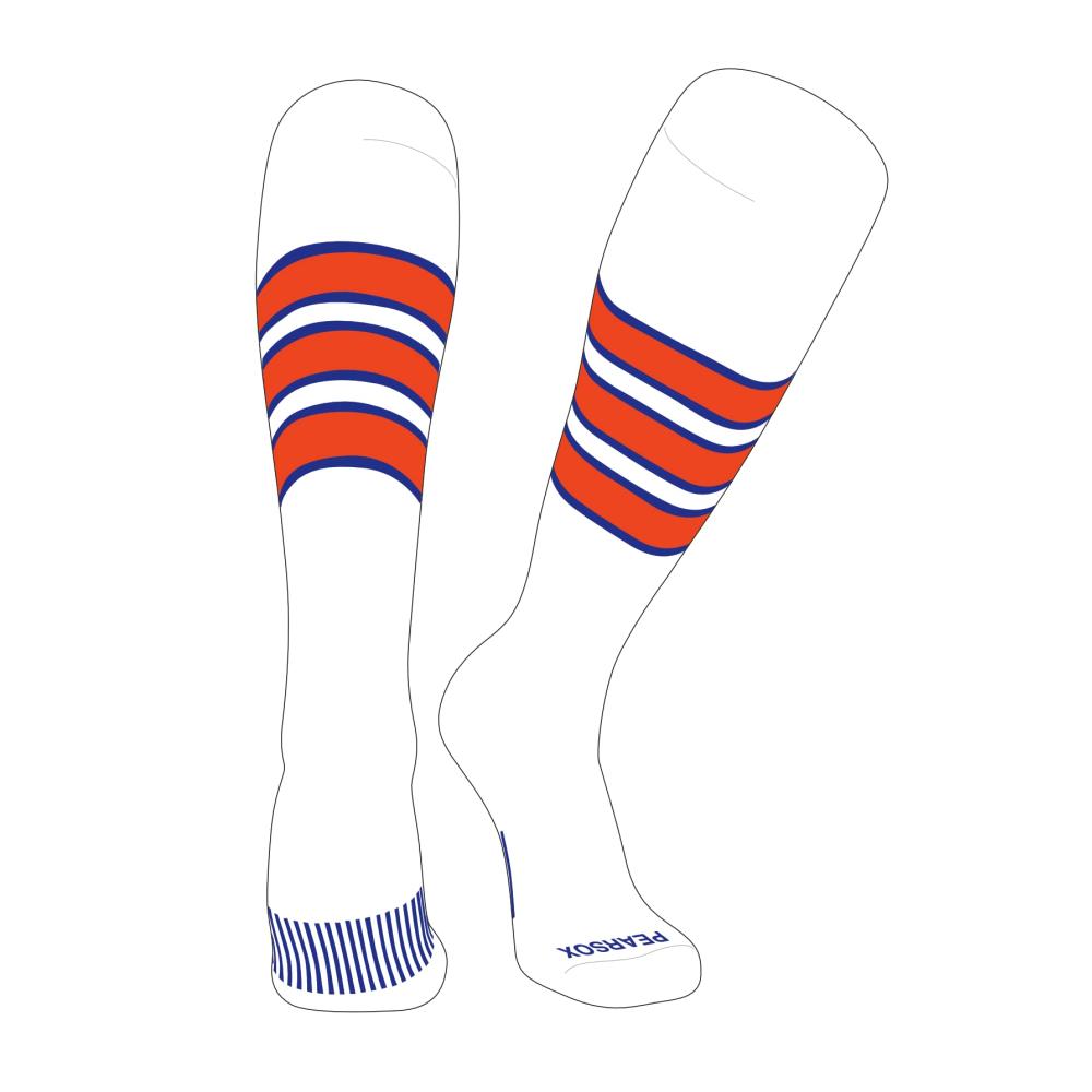 Weiß, Königsblau, Orange