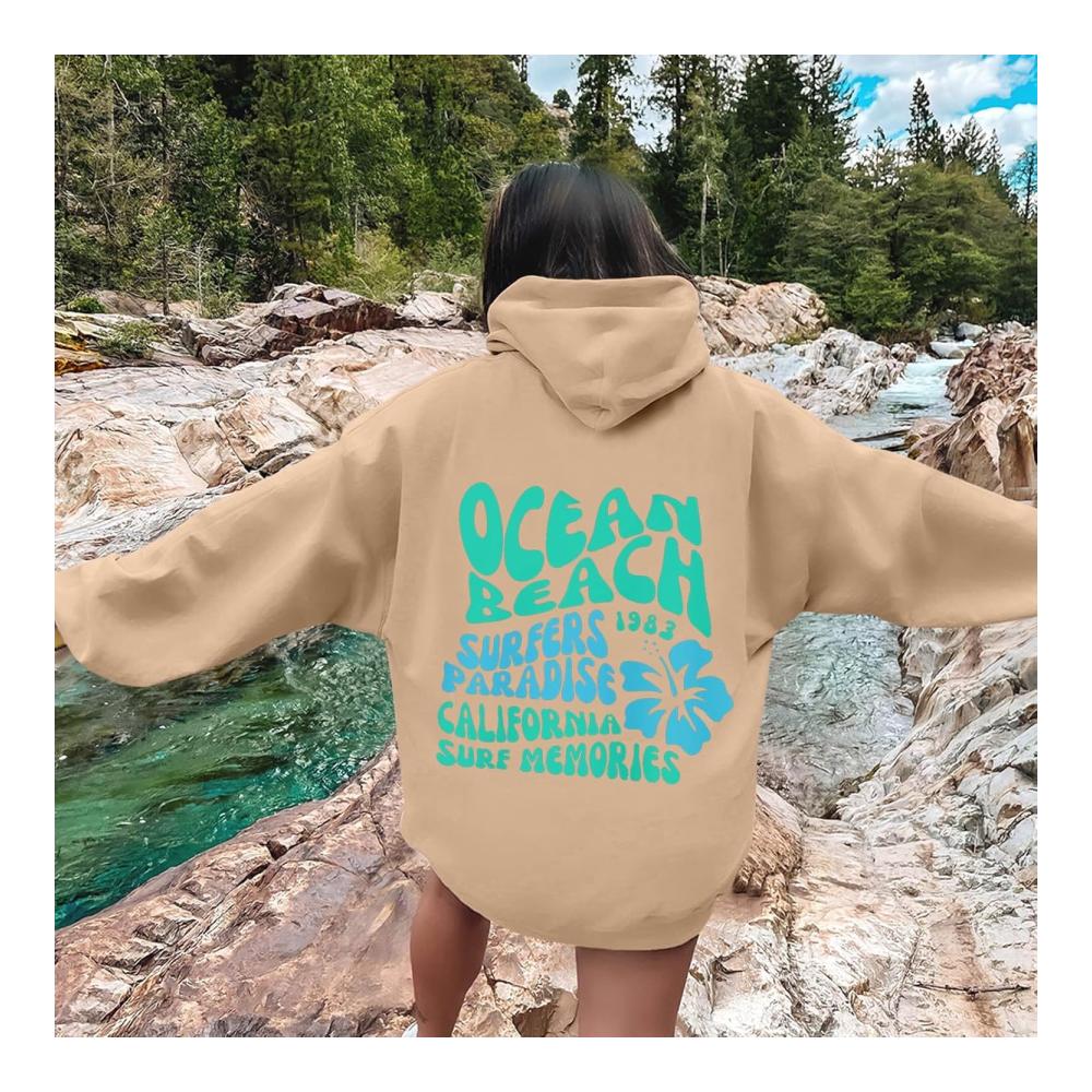 Damen Hoodie Langarm Oatmeal Hooded Sweatshirt Frauen Oversized Pullover Hoodie Frauen Sweatshirt mit Kapuze – Bild 3