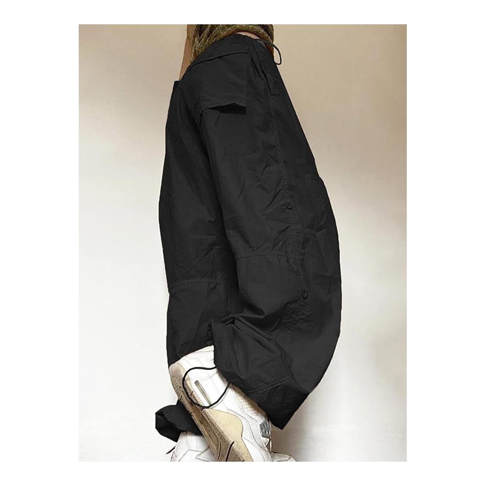 Frauen Joggerhosen elastische Y2K-Hosen weite Cargo-Hosen Parachute-Hosen Hippie-Loungehosen Frauenhosen mit Gummizug Outdoor-Hiking-Hosen bequeme Freizeithosen – Bild 2