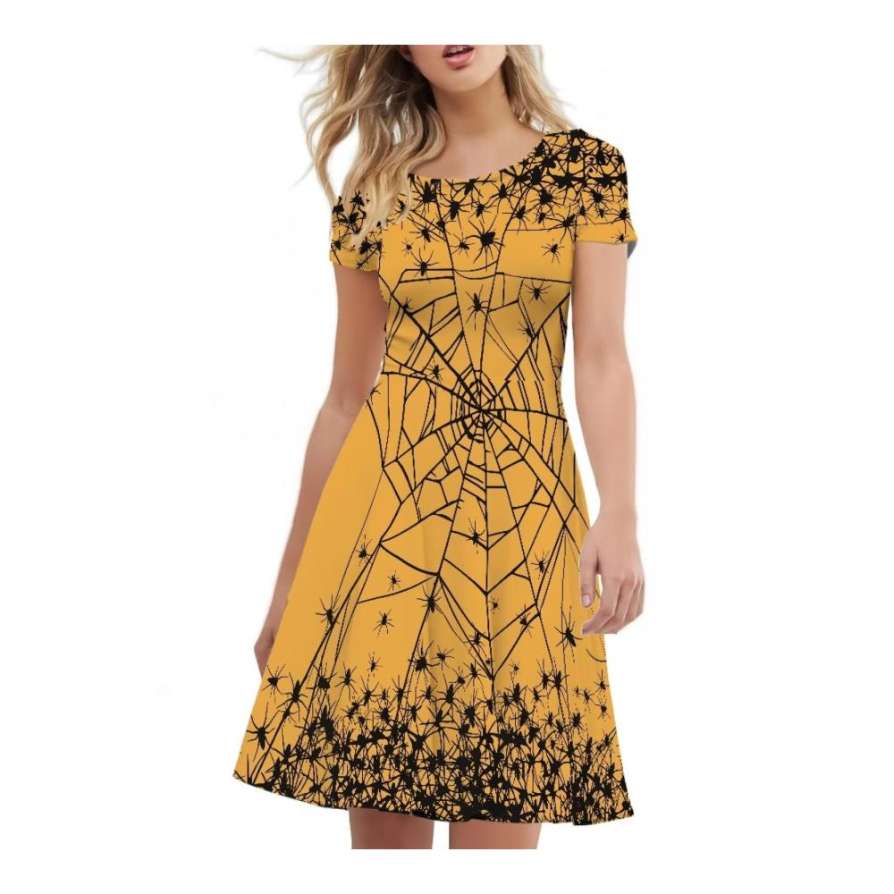 Gelbes Spinnennetz bedruckt