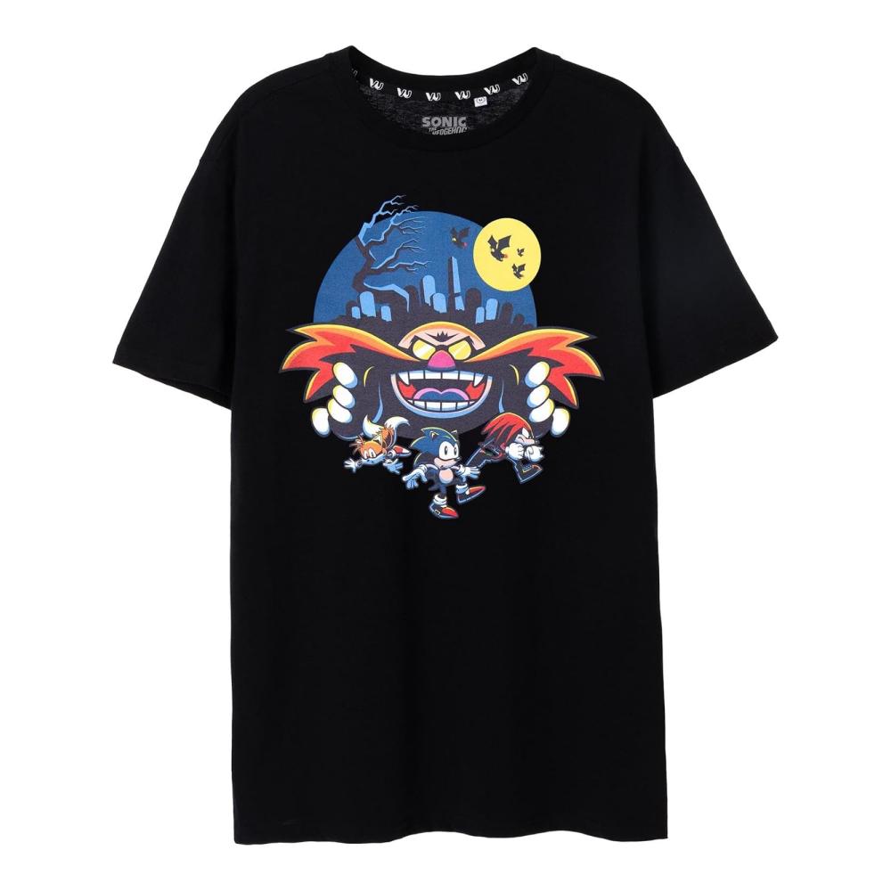 Sonic The Hedgehog Herren T-Shirt | Dr. Eggman Halloween Schwarz Kurzarm Grafik T-Shirt | Robotnik 90er Retro Spiel Merchandise | Gaming Klassiker Fanartikel – Bild 2