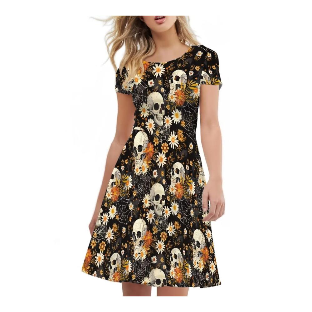 Halloween Totenkopf mit Blumen