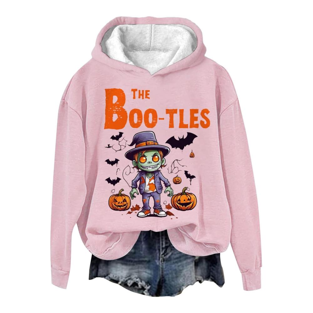 Halloween-Kapuzenpullover für Frauen Boo-Tles-Buchstaben-Druck Sweatshirts mit Kürbis-Grafik Crewneck-Herbstkleidung 2024 Frauen-Halloween-Kleidung – Bild 3