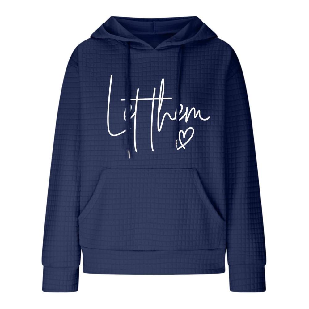 Damen Mode Herbst Winter Hoodie Langarm Frauen Casual Letter Druck Tasche Kapuze Garnet Frauenbekleidung – Bild 2