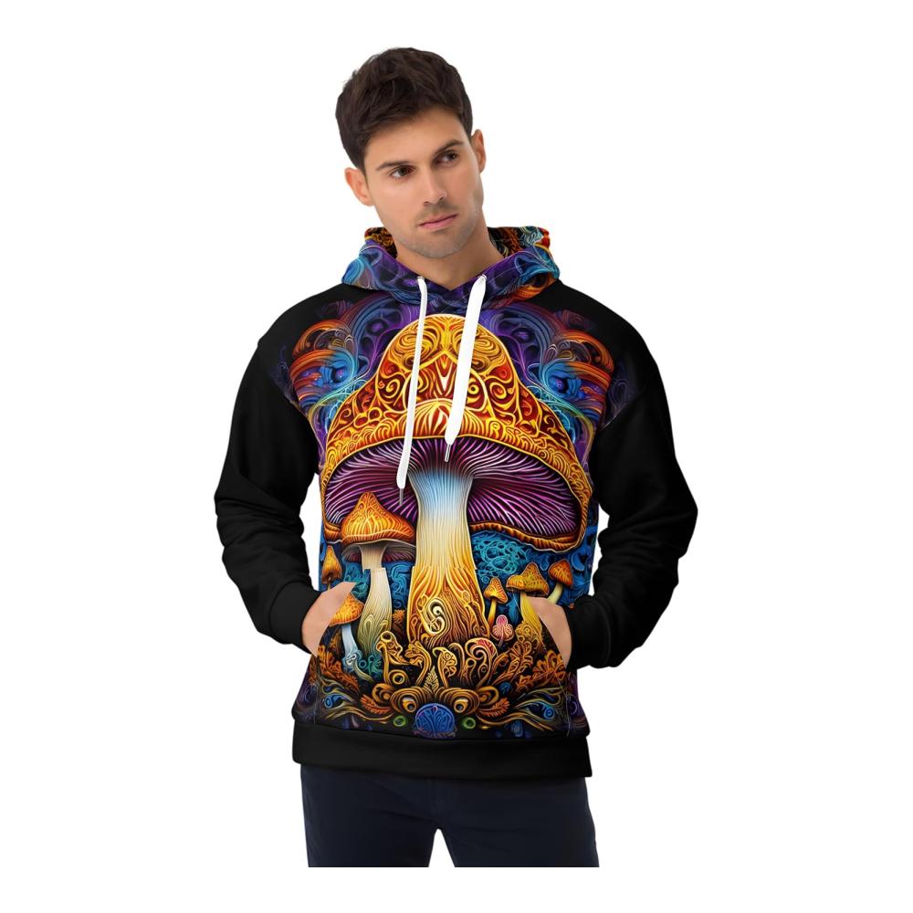 Fungus & Amongus | Unisex Hoodie | Psychedelic Cosmic Cap Motif | Ökologische umweltfreundliche weiche und coole Sweatjacke für Männer und Frauen – Bild 6